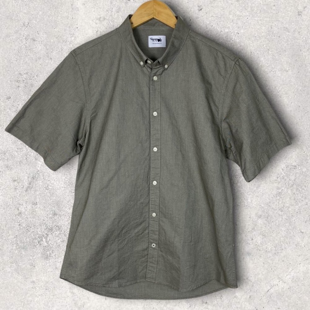 NEW NN07 No Nationality Slim Cotton Khaki Short Sleeve Shirt Size XL Sixteen Top - Picture 3 of 10